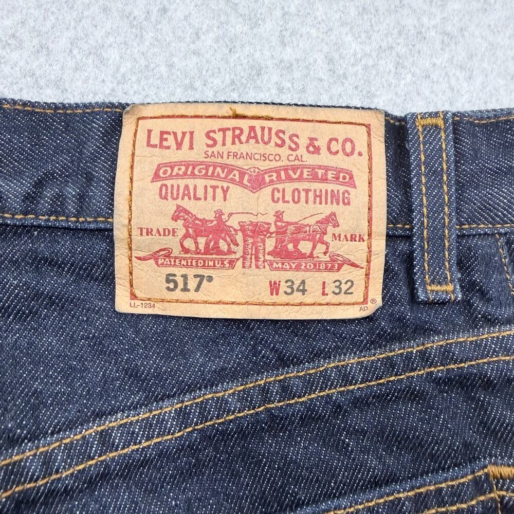 Levi's 517 Men's Boot Cut Jeans Dark Blue W34 L32 100% Cotton - Picture 7 of 15